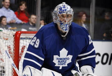 TORONTO - FEBRUARY 19: Justin Pogge #29 of the Toronto Maple Leafs during game action against the Columbus Blue Jackets on February 19, 2009 at the Air Canada Centre in Toronto, Ontario, Canada. (Photo by Dave Abel/Getty Images) 