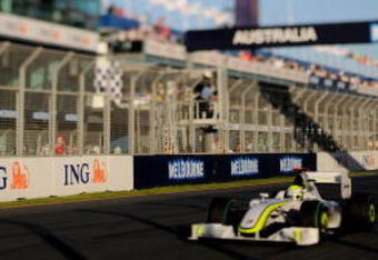 MELBOURNE, AUSTRALIA - MARCH 29:  (EDITORS NOTE: A TILT SHIFT LENS WAS USED IN THE CREATION OF THIS IMAGE) Jenson Button of Great Britain and Brawn GP drives on his way to winning the Australian Formula One Grand Prix at the Albert Park Circuit on March 29, 2009 in Melbourne, Australia.  (Photo by Robert Cianflone/Getty Images)
