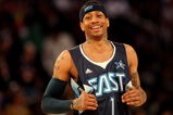PHOENIX - FEBRUARY 15:  Allen Iverson #1 of the Eastern Conference smiles during the 58th NBA All-Star Game, part of 2009 NBA All-Star Weekend at US Airways Center on February 15, 2009 in Phoenix, Arizona.  NOTE TO USER: User expressly acknowledges and agrees that, by downloading and or using this photograph, User is consenting to the terms and conditions of the Getty Images License Agreement.  (Photo by Ronald Martinez/Getty Images)