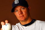 PEORIA, AZ - FEBRUARY 22:  Pitcher Jake Peavy #44 of the San Diego Padres poses for a portrait during spring training on February 22, 2008 at the Peoria Sports Complex in Peoria, Arizona.  (Photo by Jamie Squire/Getty Images)