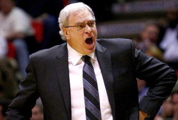 EAST RUTHERFORD, NJ - MARCH 27: Head coach Phil Jackson of the Los Angeles Lakers screams instructions against the New Jersey Nets during their game on March 27, 2009 at the Izod Center in East Rutherford, New Jersey. NOTE TO USER: User expressly acknowledges and agrees that, by downloading and/or using this Photograph, User is consenting to the terms and conditions of the Getty Images License Agreement.  (Photo by Chris McGrath/Getty Images)