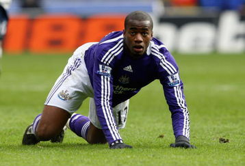 BOLTON, UNITED KINGDOM - MARCH 01: Sebastien Bassong of Newcastle United during the Barclays Premier League match between Bolton Wanderers and Newcastle United at The Reebok stadium on March 1, 2009 in Boltonl, England.  (Photo by Clive Brunskill/Getty Images)