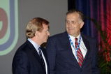 NFL commissioner Paul Tagliabue  (riight) and  Roger Goodell after Goodell  is  introduced to NFL owners as the league's  new head at an owners meeting  in suburban Chicago August 8, 2006.  Tagliabue is retiring.  (Photo by Al Messerschmidt/Getty Images)