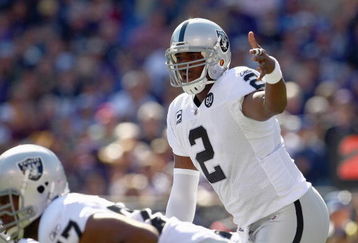 BALTIMORE - OCTOBER 26:  Quarterback JaMarcus Russell #2 of the Oakland Raiders calls the play during the game against the Baltimore Raven at M&T Bank Stadium on October 26, 2008 in Baltimore, Maryland. (Photo by: Chris McGrath/Getty Images)