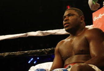 HOLLYWOOD, FL - JANUARY 06:  Samuel 'Nigerian Nightmare' Petersits on his stool during his victory by decision against James 'Lights Out' Toney WBC heavyweight title eliminator fight at the Hard Rock Hotel and Casino January 6, 2007 in Hollywood, Florida.  (Photo by Marc Serota/Getty Images)
