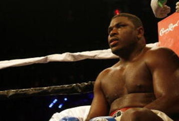 HOLLYWOOD, FL - JANUARY 06:  Samuel 'Nigerian Nightmare' Petersits on his stool during his victory by decision against James 'Lights Out' Toney WBC heavyweight title eliminator fight at the Hard Rock Hotel and Casino January 6, 2007 in Hollywood, Florida.  (Photo by Marc Serota/Getty Images)