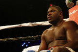 HOLLYWOOD, FL - JANUARY 06:  Samuel 'Nigerian Nightmare' Petersits on his stool during his victory by decision against James 'Lights Out' Toney WBC heavyweight title eliminator fight at the Hard Rock Hotel and Casino January 6, 2007 in Hollywood, Florida.  (Photo by Marc Serota/Getty Images)