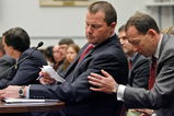 WASHINGTON - FEBRUARY 13: Major League Baseball pitcher Roger Clemens (L) gets a note from his attorney Lanny Breuer while he testifies about allegations of steroid use by professional ball palyers before the U.S. House Oversight and Government Reform Committee on Capitol Hill February 13, 2008 in Washington, DC. The 'Mitchell Report' named several former and current major league baseball players, including Clemens, who are accused of using steroids or other performance-enhancing drugs.  (Photo by Chip Somodevilla/Getty Images)