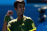 MELBOURNE, AUSTRALIA - JANUARY 31:  Yuki Bhambri of India celebrates winning championship point in his junior boys final match against Alexandros-Ferdinandos Georgoudas of Germany during day thirteen of the 2009 Australian Open at Melbourne Park on January 31, 2009 in Melbourne, Australia.  (Photo by Quinn Rooney/Getty Images)