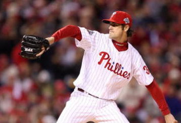 PHILADELPHIA - OCTOBER 27:  Starting pitcher Cole Hamels #35 of the Philadelphia Phillies throws a pitch against the Tampa Bay Rays during game five of the 2008 MLB World Series on October 27, 2008 at Citizens Bank Park in Philadelphia, Pennsylvania.  (Photo by Jed Jacobsohn/Getty Images)