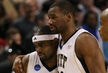 BOSTON - MARCH 28:  Levance Fields #2 and Sam Young #23 of the Pittsburgh Panthers walk off the court after losing to the Villanova Wildcats during the NCAA Men's Basketball Tournament East Regionals at TD Banknorth Garden on March 28, 2009 in Boston, Massachusetts.  (Photo by Elsa/Getty Images)