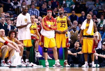 BOSTON, MA - MARCH 6: LeBron James #23 of the Cleveland Cavaliers his teammates watch the final moments of a game from the bench against the Boston Celtics at the TD Banknorth Garden on March 6, 2009 in Boston, Massachusetts. The Celtics won 105-94. NOTE TO USER: User expressly acknowledges and agrees that, by downloading and/or using this Photograph, user is consenting to the terms and conditions of the Getty Images License Agreement. (Photo by Jim Rogash/Getty Images)