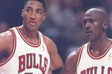 6 May 1997:  Guard Michael Jordan #23 and forward Scottie Pippen #33 of the Chicago Bulls stand on the court during a playoff game against the Atlanta Hawks at the United Center in Chicago, Illinois.  The Bulls won the game 100-97.   Mandatory Credit: Jon