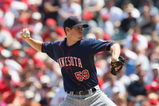 ANAHEIM, CA - AUGUST 24:  Kevin Slowey #59 of the Minnesota Twins pitches against the Los Angeles Angels of Anaheim at Angels Stadium on August 24, 2008 in Anaheim, California.  (Photo by Lisa Blumenfeld/Getty Images)