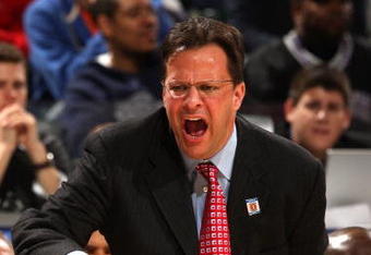 INDIANAPOLIS - MARCH 12:  Head coach Tom Crean of the Indiana Hoosiers coaches against the Penn State Nittany Lions during the first round of the Big Ten Men's Basketball Tournament at Conseco Fieldhouse on March 12, 2009 in Indianapolis, Indiana.  (Photo by Jonathan Daniel/Getty Images)