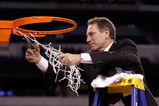 INDIANAPOLIS - MARCH 29:  Head coach Tom Izzo of the Michigan State Spartans cuts down the final piece of the net following their 64-52 win against the Louisville Cardinals  during the fourth round of the NCAA Division I Men's Basketball Tournament at the Lucas Oil Stadium on March 29, 2009 in Indianapolis, Indiana.  (Photo by Andy Lyons/Getty Images)