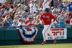 OMAHA, NE - JUNE 25:  Steve Detwiler #15 of the Fresno State Bulldogs rounds third base after his home run against the Georgia Bulldogs during Game 3 of the 2008 Men's College World Series Championship June 25, 2008 at Rosenblatt Stadium in Omaha, Nebraska.  (Photo by Kevin C. Cox/Getty Images)
