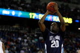 DETROIT - MARCH 28:  Shane Clark #20 of the Villanova Wildcats against the Kansas Jayhawks during the Midwest Regional Semifinal of the 2008 NCAA Division I Men's Basketball Tournament at Ford Field on March 28, 2008 in Detroit, Michigan. Kansas won 72-57.  (Photo by Gregory Shamus/Getty Images)