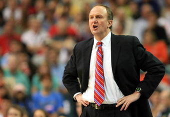 ATLANTA - MARCH 31:  Head coach Thad Matta of the Ohio State Buckeyes looks on from the bench against the Georgetown Hoyas during the National Semifinal game of the NCAA Men's Final Four at the Georgia Dome on March 31, 2007 in Atlanta, Georgia.  (Photo by Streeter Lecka/Getty Images)