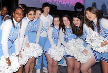 NEW YORK - APRIL 26:  The Columbia University Cheerleaders attend Tribeca Drive-In Presents Fan's Favorite Football Flick held at the North Cove, World Financial Center during the 2008 Tribeca Film Festival on April 26, 2008 in New York City.  (Photo by Brad Barket/Getty Images for Tribeca Film Festival)