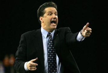 HOUSTON - MARCH 30:  Head coach John Calipari of the Memphis Tigers reacts during the fourth round game of the South Regional against the Texas Longhorns as part of 2008 NCAA Men's Basketball Tournament at Reliant Stadium on March 30, 2008 in Houston, Texas. The Tigers defeated the Longhorns 85-67. (Photo by Ronald Martinez/Getty Images)