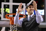 BOSTON - MARCH 28:  Head coach Jay Wright of the Villanova Wildcats cuts down the net after defeating the Pittsburgh Panthers during the NCAA Men's Basketball Tournament East Regionals at TD Banknorth Garden on March 28, 2009 in Boston, Massachusetts.  (Photo by Elsa/Getty Images)