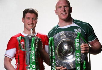 CARDIFF, UNITED KINGDOM - MARCH 21:  Ronan O'Gara (L) and Paul O'Connell pose after the RBS Six Nations match between Wales and Ireland at the Millennium Stadium on March 21, 2009 in Cardiff, Wales.  (Photo by David Rogers/Getty Images for RBS)
