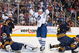 BUFFALO, NY - MARCH 27: Mikhail Grabovski #84 of the Toronto Maple Leafs celebrates Nikolai Kulemin's goal in the third period against the Buffalo Sabres on March 27, 2009 at HSBC Arena in Buffalo, New York.  (Photo by Rick Stewart/Getty Images)