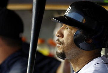 DETROIT - JULY 08:  Gary Sheffield #3 of the Detroit Tigers looks on from the dugout while playing the Cleveland Indians on July 8, 2008 at Comerica Park in Detroit, Michigan.  (Photo by Gregory Shamus/Getty Images)