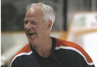 17 Jan 1997:  All-time record setter Gordie Howe enjoys the acclaim of the crowd during  practice with the Heroes of Hockey  team at the San Jose Arena in San Jose, California.  Mandatory Credit: Rick Stewart  /Allsport