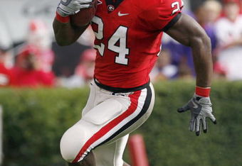 ATHENS, GA - OCTOBER 11:  Knowshon Moreno #24 of the Georgia Bulldogs carries the ball during the game against the Tennessee Volunteers at Sanford Stadium on October 11, 2008 in Athens, Georgia.  (Photo by Kevin C. Cox/Getty Images)