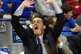 OKLAHOMA CITY - MARCH 20:  Head coach John Calipari of the Memphis Tigers reacts to a call during play against the Arizona State Sun Devils during the first round of the NCAA Tournament at the Ford  Center on March 20, 2003 in Oklahoma City, Oklahoma.  The Sun Devils defeated the Tigers 84-71.  (Photo by Ronald Martinez/Getty Images)
