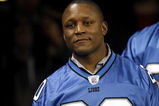 DETROIT - DECEMBER 23:  Barry Sanders #20 former Detroit Lions running back looks on from the tunnel prior to being honored at half time during a game against the Kansas City Chiefs on December 23, 2007 at Ford Field in Detroit, Michigan. (Photo By Gregory Shamus/Getty Images)