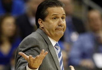KANSAS CITY, MO - MARCH 19:  Head Coach John Calipari of the Memphis Tigers reacts from the sideline during their  first round game against the CSUN Matadors in the first half of the NCAA Division I Men's Basketball Tournament at the Sprint Center on March 19, 2009 in Kansas City, Missouri. The Tigers defeated the Matadors 81-70.  (Photo by Jamie Squire/Getty Images)