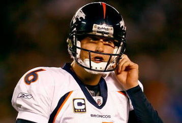 SAN DIEGO - DECEMBER 28:  Quarterback Jay Cutler #6 of the Denver Broncos walks to the sidelines during the NFL game against the San Diego Chargers at Qualcomm Stadium on December 28, 2008 in San Diego, California. The Chargers defeated the Broncos 52--21.  (Photo by Jeff Gross/Getty Images)