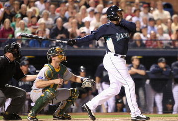 PEORIA, AZ - MARCH 04:  Ken Griffey Jr. #24 of the Seattle Mariners bats against Team Australia during the spring training game at Peoria Stadium on March 4, 2009 in Peoria, Arizona.  (Photo by Christian Petersen/Getty Images)