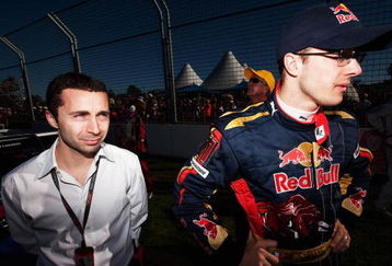 MELBOURNE, AUSTRALIA - MARCH 29:  Sebastien Bourdais of France and Scuderia Toro Rosso is seen on the grid with his manager Nicolas Todt before the Australian Formula One Grand Prix at the Albert Park Circuit on March 29, 2009 in Melbourne, Australia.  (Photo by Peter Fox/Getty Images)