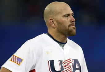 TORONTO - MARCH 11:  Kevin Youkilis #21 of the USA reacts after he flied out to end the inning during the 2009 World Baseball Classic Pool C match at the Rogers Centre March 11, 2009 in Toronto, Ontario, Canada. Venezuela defeated the USA 5-3.  (Photo by Elsa/Getty Images)