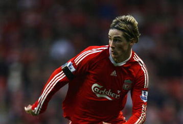 LIVERPOOL, UNITED KINGDOM - MARCH 22:  Fernando Torres of Liverpool in action during the Barclays Premier League match between Liverpool and Aston Villa at Anfield on March 22, 2009 in Liverpool, England. (Photo by Alex Livesey/Getty Images)
