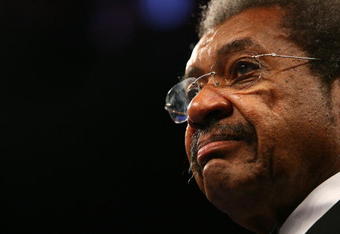 NEWARK, NJ - DECEMBER 11:  Boxing Promoter Don King stands in the ring prior to the fight between Joseph Agbeko and William Gonzalez for the IBF Bantamweight Championship fight on December 11, 2008 at The Prudential Center in Newark, New Jersey.  (Photo by Al Bello/Getty Images)