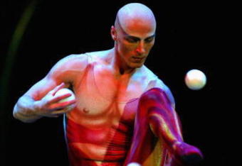 LONDON - JANUARY 7:  Artists rehearse ahead of the European Premiere for 'Cirque Du Soleil: Dralion' at The Royal Albert Hall on January 7, 2004 in London. The avant-garde French-Canadian circus troupe production features more than 55 artists, who present a variety of mind-boggling acts. (Photo by Bruno Vincent/Getty Images)


