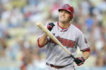 LOS ANGELES - JULY 31:   Mark Reynolds #27 of the Arizona Diamondbacks reacts while at bat against the Los Angeles Dodgers at Dodger Stadium on July 31, 2008 in Los Angeles, California.  (Photo by Lisa Blumenfeld/Getty Images)