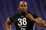 INDIANAPOLIS, IN - FEBRUARY 21:  Offensive lineman Eugene Monroe of Virginia runs the 40 yard dash as he participates in drills during the NFL Scouting Combine presented by Under Armour at Lucas Oil Stadium on February 21, 2009 in Indianapolis, Indiana. (Photo by Scott Boehm/Getty Images)