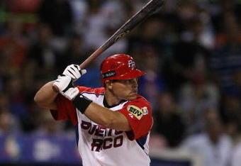SAN JUAN, PUERTO RICO - MARCH 09:  Ivan Rodriguez #7 of Puerto Rico bats against  The Netherlands during the 2009 World Baseball Classic Pool D match on March 9, 2009 at Hiram Bithorn Stadium in San Juan, Puerto Rico.  (Photo by Al Bello/Getty Images)