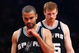 NEW YORK - FEBRUARY 17: Tony Parker #9 and Matt Bonner #15 of the San Antonio Spurs walk up the court against the New York Knicks at Madison Square Garden February 17, 2009 in New York City. NOTE TO USER: User expressly acknowledges and agrees that, by downloading and/or using this Photograph, User is consenting to the terms and conditions of the Getty Images License Agreement. (Photo by Chris McGrath/Getty Images)