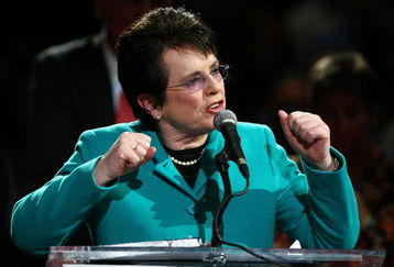 NEW YORK - MARCH 02:  Billie Jean King waves to the crowd during her tribute ceremony at the  BNP Paribas Showdown for the Billie Jean Cup at Madison Square Garden on March 2, 2009 in New York City.  (Photo by Chris McGrath/Getty Images)