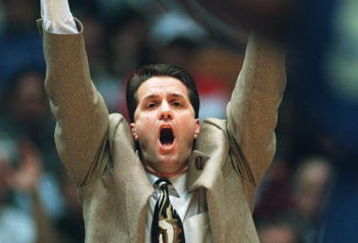 24 Mar 1995:  Coach John Calipari of UMass encourages his team during the semifinal game of the NCAA East Regionals against Tulsa at the Brendan Byrne Arena in the Meadowlands, East Rutherford, New Jersey. Mandatory Credit: Rick Stewart/Allsport