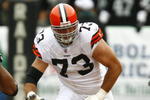 OAKLAND, CA - SEPTEMBER 23:  Tackle Joe Thomas #73 of the Cleveland Browns drops back to pass block against the Oakland Raiders during a 26-24 loss at McAfee Coliseum on September 23, 2007 in Oakand, California.  (Photo by Kevin Terrell/Getty Images)