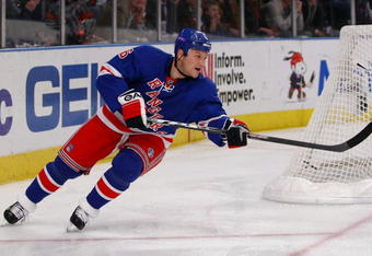 NEW YORK - MARCH 30:  Sean Avery #16 of the New York Rangers skates against the New Jersey Devils during the game on March 30, 2009 at Madison Square Garden in New York City.  (Photo by Chris McGrath/Getty Images)