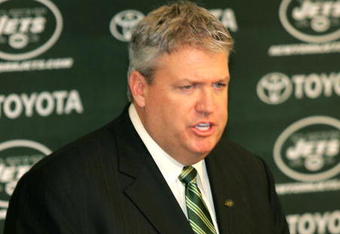 FLORHAM PARK, NJ - JANUARY 21: Rex Ryan addresses the media during a press conference after being named the new Head Coach of the New York Jets at the Atlantic Health Jets Training Center on January 21, 2009 in Florham Park, New Jersey.  (Photo by Andy Marlin/Getty Images)